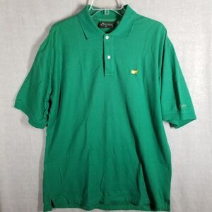 Vtg Masters Collection Men's Medium Green Shirt Short‎ Sleeve Polo Golf Logo